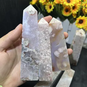 Natural Crystal Tower Healing Stones Druzy Purple Pink Agate Point