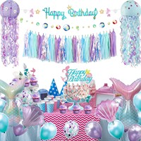 Fournitures de fête professionnelles, ensemble de ballons de fête sur le thème du monde sous-marin de la sirène, 69 pièces, lanterne en forme de méduse, kit de ballons en feuille de sirène