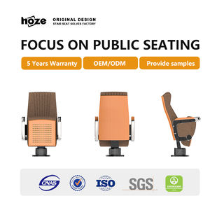 Siège d'auditorium moderne à une seule jambe HOZE HS-1102G, tissu durable, accoudoirs pliants en bois, tableau d'écriture ergonomique en ABS écologique - Product Image 2