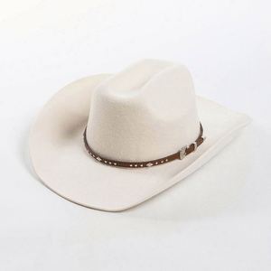Mexican Sombrero Adult Men Women Cowboy Hat Wide Brim Western Style 100% Wool Felt White Cowboy Hats - Product Image 1