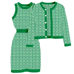 Conjunto de cardigãs femininos personalizados para mulheres, cardigãs de sororidade elegantes de 2 peças, fabricante de suéteres