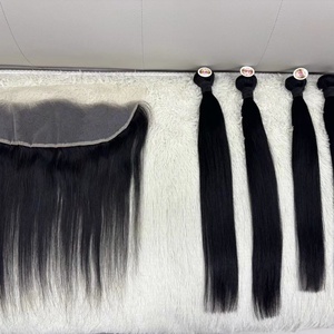 Lot de mèches de cheveux avec frontal en dentelle, ensemble économique de 4 mèches avec frontal en dentelle 13x4, vente en gros, 100% cheveux humains - Product Image 2