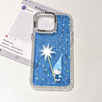 Coque de protection antichoc pour téléphone, motif ciel étoilé, incrustée de diamants, en matériau PC peint, pour iPhone 16 et 17 Pro