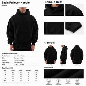 Sweat à Capuche Homme en Coton Lourd de Qualité avec Impression en Relief, Surdimensionné, Personnalisé, Vente en Gros - Product Image 2