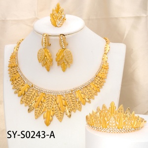 4 Piece Women's Vintage Gold Plated Bridal Wedding Engagement <b>Necklace</b> <b>and</b> <b>Earrings</b> Jewelry <b>Set</b> with Flower Design Zircon Stones - Product Image 1