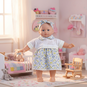 NINES DONIL Robe blanche Sweet Baby avec nouvel accessoire crème pour poupées filles - Product Image 2