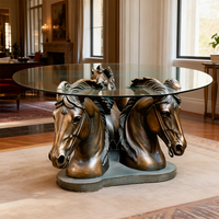 Table basse moderne en bronze coulé antique grandeur nature avec figurine de cheval et design 3D pour la décoration intérieure