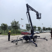 P-130 16m Portée Remorquable Cherry Pickers Araignée Ascenseur Plate-Forme Pickup Remorque Manuellement Knuckle Mini Aérien Travail Boom Lift