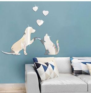 Adhesivo Decorativo de Pared con Espejo Acrílico, Diseño de Gato y Perro de Dibujos Animados, con Respaldo Adhesivo, Decoración de Pared - Product Image 6
