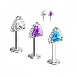 Titanium Alloy Geometric Lip <b>Stud</b> 1.2x6mm 1.2x8mm 1.2x10mm Bezel Setting For Ear Cartilage Piercing Jewelry - Product Image 1