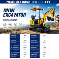 Mini-excavatrice sur chenilles haute performance avec une forte force de creusement et une benne de 0,02-0,03 m³ pour des performances rapides de terrassement
