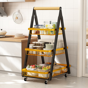 Étagère de rangement multifonctionnelle pour cuisine avec roulettes, panier à fruits portable pour salon et cuisine - Product Image 1