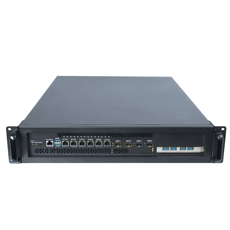 12th Gen LGA1700 4 * SFP 10G 2U Rack Mount Case 6LAN Industrial Mini PC Firewall Network Application 2U Rackmount Server Chass
