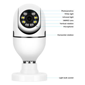Repuestos para Teléfonos Móviles, Cámara CCTV de Visión Nocturna HD de 360 Grados con Wifi 1080P, Bombilla de Luz con Cámara IP PTZ Wifi para Seguridad del <span class=keywords><strong>Hogar</strong></span> - Product Image 2