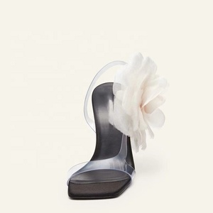 Women's PVC Straps Sandals 3D Side Flower Summer Stiletto on Thin High Heels Dress <b>Pumps</b> Shoes - Product Image 5