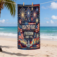 Serviette de plage microfibre patriotique USA 250e anniversaire 2026, impression par sublimation personnalisée, vente chaude