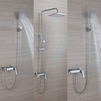 Simple design moderne pas cher chrome couleur laiton bureau monté bassin robinet baignoire douche ensemble salle de bain mur suspendu robinet douche ensemble