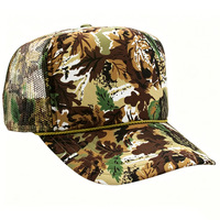 Gorra Trucker de Camuflaje con 5 Paneles, Corona Alta, Malla Trasera, para Caza, con Cuerda Frontal y Logotipo Bordado Personalizado