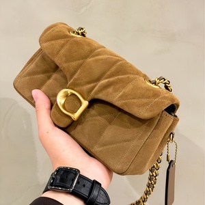 Retro Casual Genuine Suede Leather <b>Quilted</b> Women Bag, <b>Single</b> Shoulder Strap Luxury Versatile Daily Shoulder Handbag - Product Image 1