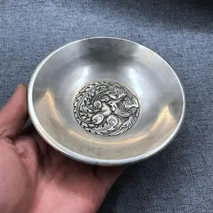 Wholesale antique miscellaneous white copper bronzes Phoenix pen wash small bowl small plate relief arrangement dragon Phoenix
