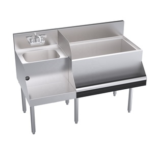 Poste de travail sous-bar avec bac à glace intégré plaque froide et évier de décharge sur le côté droit/gauche - Product Image 4