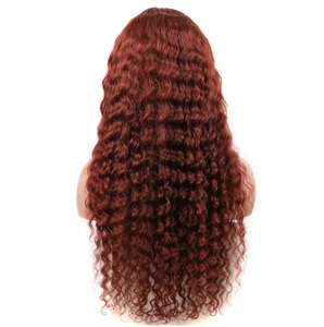 33 # <span class=keywords><strong>auburn</strong></span> brun rouge <span class=keywords><strong>couleur</strong></span> vague d'eau brute longue dentelle bouclés vendeurs de perruques de cheveux humains suisse HD 13x4 dentelle frontale fermeture perruques - Product Image 5