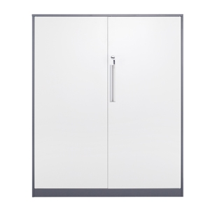 Meilleures ventes : Armoire de rangement métallique moderne à demi-hauteur avec porte battante à bord fin et 2 étagères réglables pour cuisine et salle de sport - Product Image 2