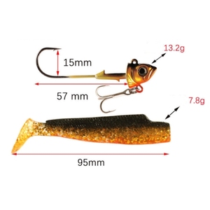 La meilleure vente d'appâts souples à crochet de plomb de 21g, queue en T lumineuse, appât artificiel de poisson mou à longue portée - Product Image 2