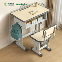 Ensemble Chaise et Bureau d'Étude pour Enfants Meida, Plateau en Bois Inclinable, LED Protection des Yeux, Design Ergonomique, Réglable, Confortable, Métal