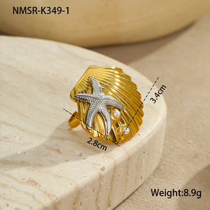 2025 nouvel océan Boho bijoux en acier inoxydable coquille de mer boucles d'oreilles anneaux de luxe deux tons étoile de mer perle tortue de mer anneaux femmes - Product Image 5