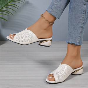 Tongs pour femmes 2026 – Nouvelle collection été/hiver – Style sexy et tendance à talon compensé épais, bout carré, en soie, style bouche de poisson - Product Image 2