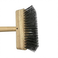 Brosse à long manche en bois et fil d'acier, robuste, industrielle, pour nettoyage de terrasses, élimination de la rouille et de la peinture, désherbage, OEM