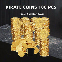 Hanaive 100 pièces de pièces de monnaie de pirate en alliage de zinc (or et argent) non toxiques