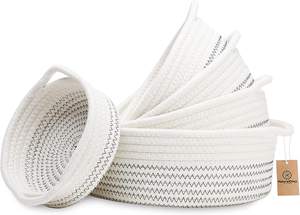 Bijoux en corde de coton 100% naturel, cordon à distance, pour bureau, décoration de maison, peu profondes, paniers ronds tissés, de petite taille - Product Image 2