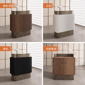 Mostrador de Recepción de Oficina Personalizado, Pequeño, de Estilo Industrial, de Acero Inoxidable Dorado, Mueble de Barra para Caja - Product Image 5