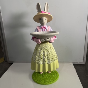 Escultura de Conejo <span class=keywords><strong>Caballero</strong></span> Personalizada de Resina OEM, Bandeja Vertical, Decoración de Pascua, Primavera, Hogar, Mesa, Manualidades de Conejitos de Resina - Product Image 4