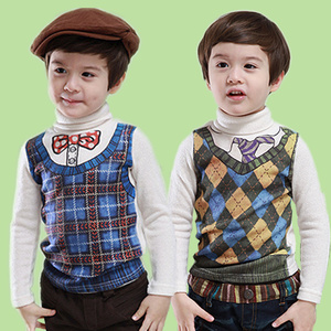 Vêtements pour enfants en gros, t-shirt à manches longues à imprimé 3D à carreaux pour garçons, provenant de Chine - Product Image 1