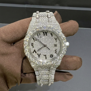 Reloj Mossinate de Acero Inoxidable con Diamantes de Imitación VVS, Esfera de Cristal, Resistente al Agua 10 Bar, Cierre de Pulsera, Hecho en India - Product Image 1