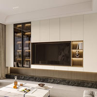 Meuble TV mural flottant en bois blanc mat, design moderne sur mesure, prix d'usine, pour salon