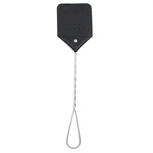 Lederen Vliegenmepper Handmatige Flyswatter Met Lange Steel Rustieke Wespenmepper Voor Keuken Thuis Binnen Buitenvliegen