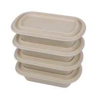 Boîte Alimentaire en Pulpe de Bambou 100 % Compostable et Biodégradable, Contenant Personnalisé de 37 OZ, Écologique, Jetable, Type Bento, avec Couvercle