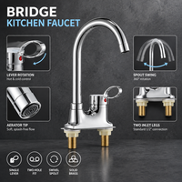 Robinet de lavabo Big Bend en cuivre, monocommande eau froide et chaude, double rotation à 360°, à poser sur comptoir, équipement sanitaire