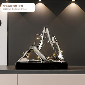 Keramik Galvanik Gold und Silber Mountain Desktop Ornamente mit Lichtern Luxus High-End Wohnzimmer Weins chrank - Product Image 6