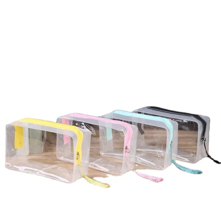 Offre Spéciale rose/bleu/noir/jaune sac de voyage en Pvc Transparent sac de lavage Transparent sacs à cosmétiques transparents