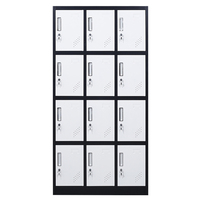 Armoire en acier à 12 portes pour usage domestique, casier de rangement métallique avec tringle de suspension pour chambre à coucher