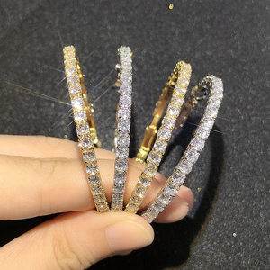 Ready to Ship Wholesale Statement Iced Out 18K Gold Plated Cubic Zirconia Big Round <b>Huggies</b> Hoop Exaggerated Earrings for Women - Product Image 2