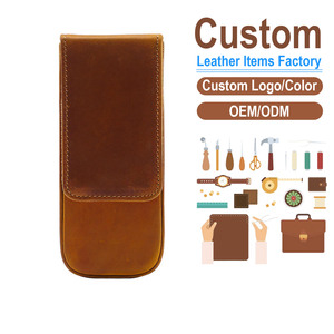 Boîte à crayons en cuir pleine fleur véritable, prête à être expédiée, en cuir Crazy Horse coloré, étui à stylos pour étudiants - Product Image 1