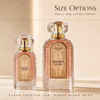Disponibles en plusieurs formats, flacons de parfum plats réutilisables en verre de 50 ml et 100 ml avec étiquette personnalisée, pulvérisateur et bouchon pour usage cosmétique