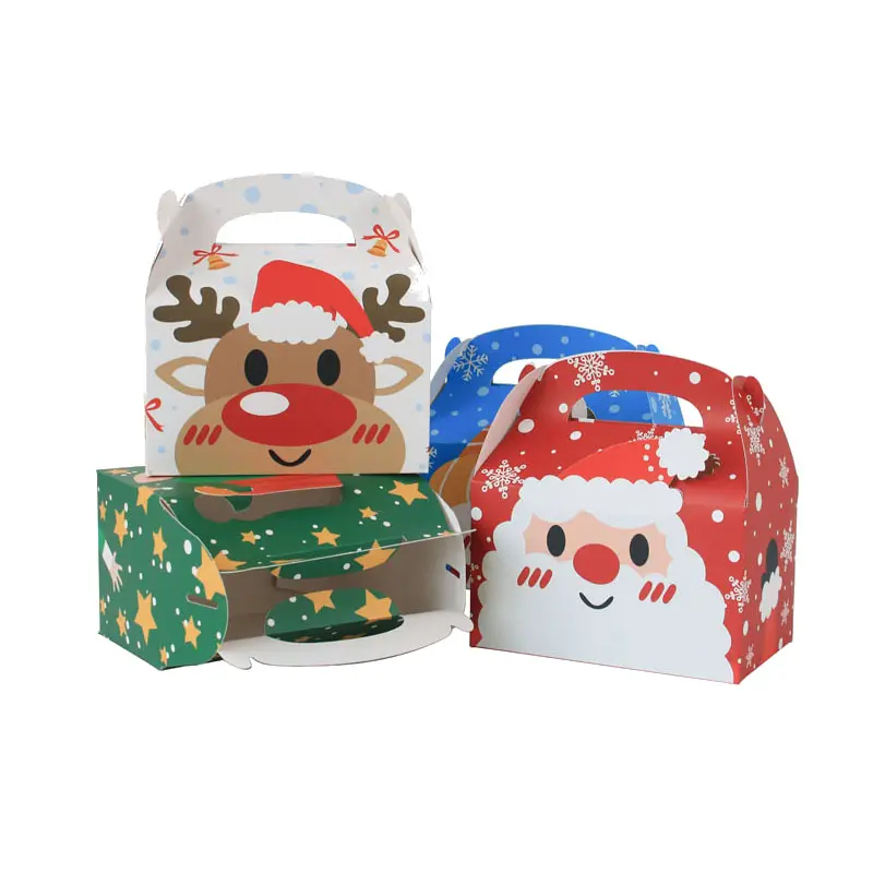 Navidad 2024 Caja Para Pastelคริสต์มาสมัฟฟินเบเกอรี่กล่องบรรจุภัณฑ์สแควร์รูปร่างมือถือCupcakeของขวัญคริสต์มาสกล่อง