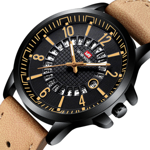 Montre-bracelet décontractée pour homme, au design audacieux et unique, avec dateurateur, bracelet en cuir noir et index lumineux, idéale pour le streetwear - Product Image 5